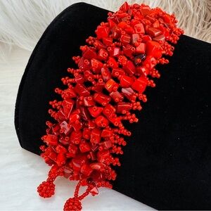 Vintage Bohemian, chic Red Beaded beaded Bracelet